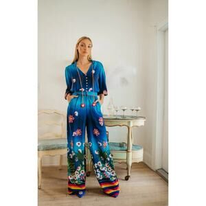 Taj by Sabrina Noah Pant Blue Flowers Pant VENICE SUNSET AT FALL